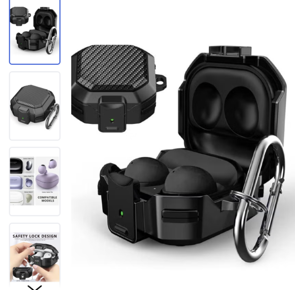 Samsung Galaxy Buds2 Pro/ Buds Pro / Buds Live / Buds 2 Case with Security Lock, Carbon Fiber Cover